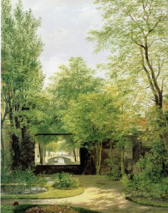 Bartholomeus Johannes van Hove, De tuin van Gedempte Burgwal 34 te Den Haag, 1828. Olie op doek, 83 x 67,5 cm Gemeentemuseum Den Haag